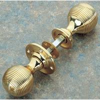 Brass Unlacquered Reeded Rim Knob Set 48mm