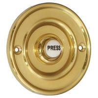 brass 76mm round door bell ceramic press