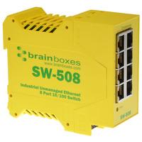 brainboxes sw 508 industrial ethernet 8 port switch din rail mountable