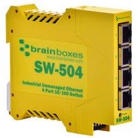 brainboxes sw 504 industrial ethernet 4 port switch din rail mountable