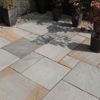 Bradstone, Blended Natural Sandstone Paving Rustic Grey Blend 600 x 600 - 50 Per Pack