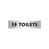 Brushed Aluminium Acrylic Sign (190 x 45mm) Toilets