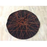 brown and orange web round rug tw