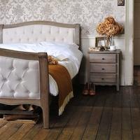 Brittany Limewash Oak Buttoned Kingsize Bed