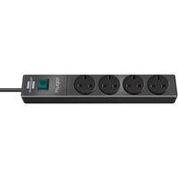 Brennenstuhl Brennenstuhl 4-way Hugo! 2m Extension Socket (Black)