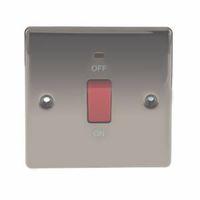 British General 45A Double Pole Black/Nickel Effect Cooker Switch