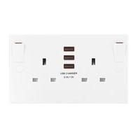 british general 13a white switched double socket 3 x usb