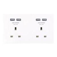 british general 13a white unswitched double socket 4 x usb