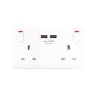 british general 13a white switched double socket with shelf 2 x usb