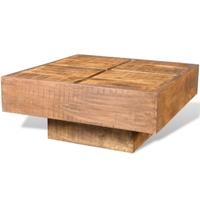 Brown Antique-style Square Mango Wood Coffee Table