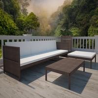 Brown Outdoor Poly Rattan Three-Seater Lounge Set