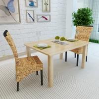 Brown Abaca Handwoven Rattan Side Chair Set 2 pcs