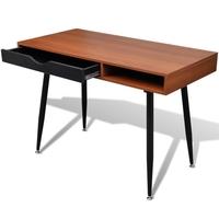 brown workstation computer desk laptop table