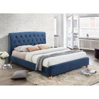 brompton midnight blue fabric bed frame king