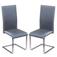 Bronte Dining Chair In Grey Faux Leather In A Pair