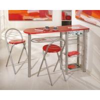 Brigitte Kitchen Bar Table With 2 Red Stools