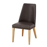 Bruni Dining Chair In Black PVC And Ash Wood Legs