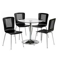 Brent Glass Dining Table With 4 Dining Chairs