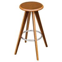 bramby bar stool round in walnut veneer with chrome foot rest