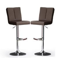 bruni bar stools in brown faux leather in a pair