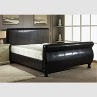 Bruno King Size Bed In Brown Faux Leather