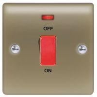 British General 45A Double Pole Pearl/Nickel Effect Cooker Switch with Colour Coded Terminals