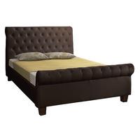 brown lourosa faux leather button bed double