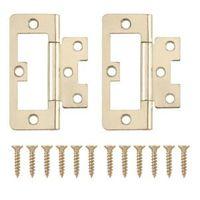 brass effect metal flush hinge pack of 2