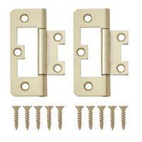 Brass Effect Metal Flush Hinge Pack of 8