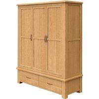 Bradburn Oak 2 Drawer Triple Wardrobe