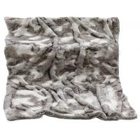 Brown and Grey Timber Wolf Faux Fur Throw