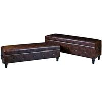 Brown Faux Leather Trunks (Set of 2)