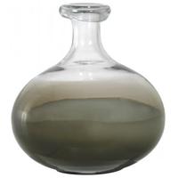 Brown and White Smoked Glass Ellipse Bottle Vase