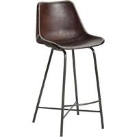 Brown Leather Bar Chair with Iron Legs