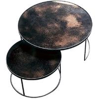 Bronze Heavy Aged Mirror Round Nesting Coffee Table Set