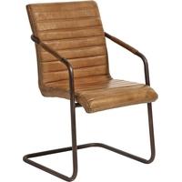 Brown Leather Armhair with Dark Brown Iron