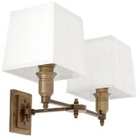 Brass Wall Lamp Lexington Double with White Shade