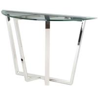 Brenzette SS Tempered Glass Half Moon Console Table