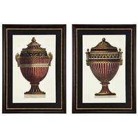 Brown Wooden Frame Prints Empire Urns (Set of 2)