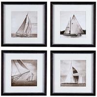Brown Wooden Frame Prints Michael Kahn Boat (Set of 4)