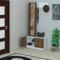 Bruno Hall Storage with Mirror, White/Brown