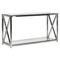 Bradley Metal Cross Console Table, Silver