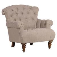 Brookville Buttoned Linen Armchair, Natural