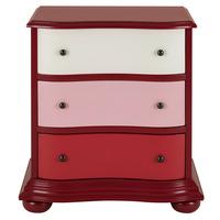 Brooke Red 3 Drawer Bedside