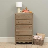 Brittany Limewash Oak Tall 5 Drawer Chest