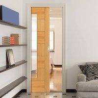 Brisa Sirocco Oak Single Pocket Door - Clear Glass - Prefinished