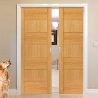 Brisa Sirocco Oak Double Pocket Doors - Prefinished