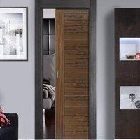 Brisa Mistral Flush Walnut Pocket Fire Door - Decor Groove, 30 Minute Fire Rated - Pre-finished