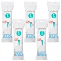 Brabantia Bin Liner Bags 5 Pack Deal, White, 20 Litre Slim (F)