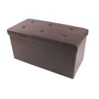 Brown Faux Leather Storage Ottoman Chest (H)400mm (W)800mm